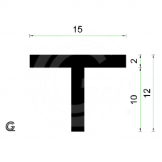 T Profile | EPDM | Width 15 mm | Hight 12 mm